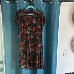 Maeve Black and Red V-Neck Midi Sundress